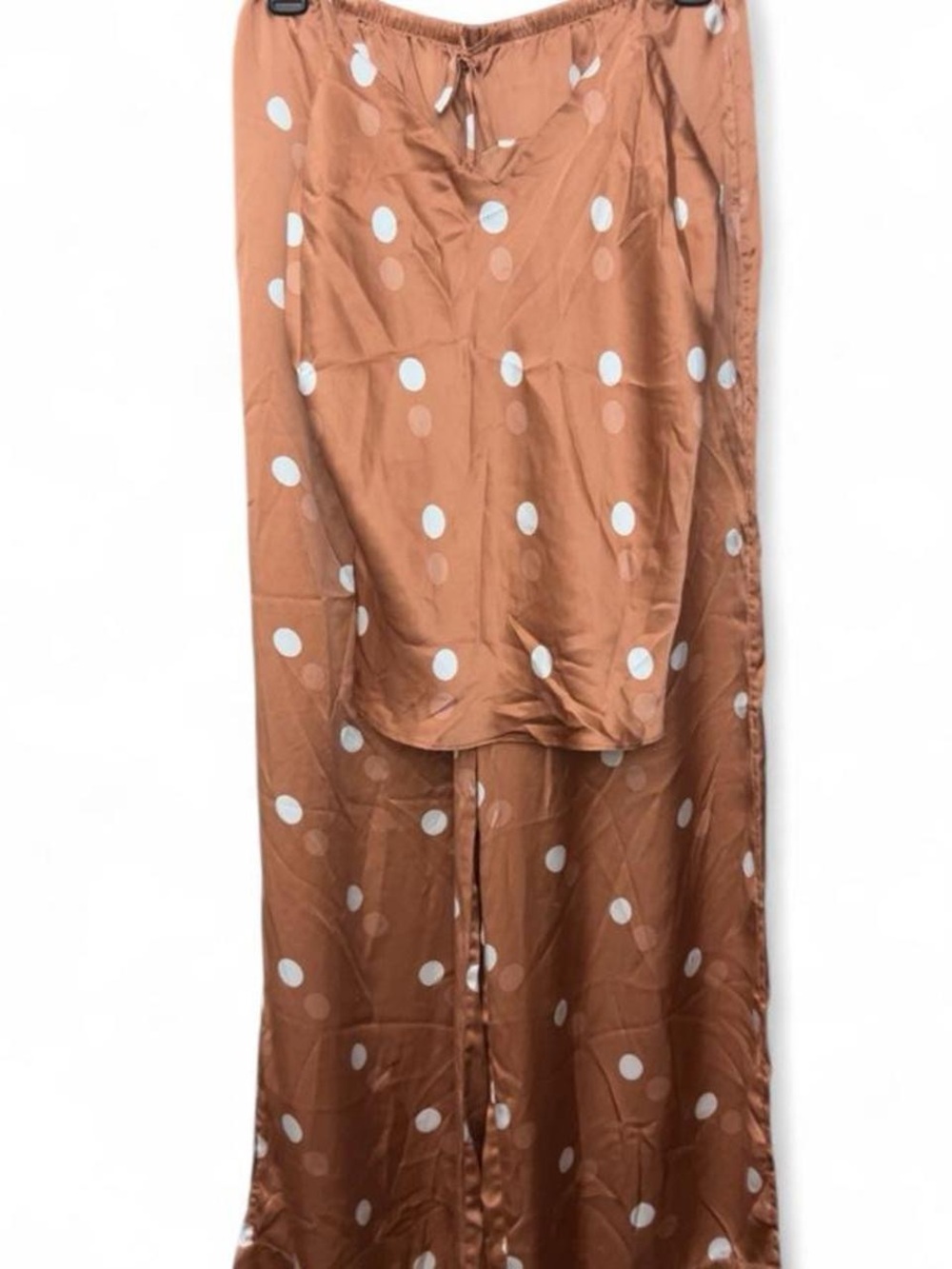 Victoria’s Secret Satin Polka Dot Pajama Set Brown White Size Small